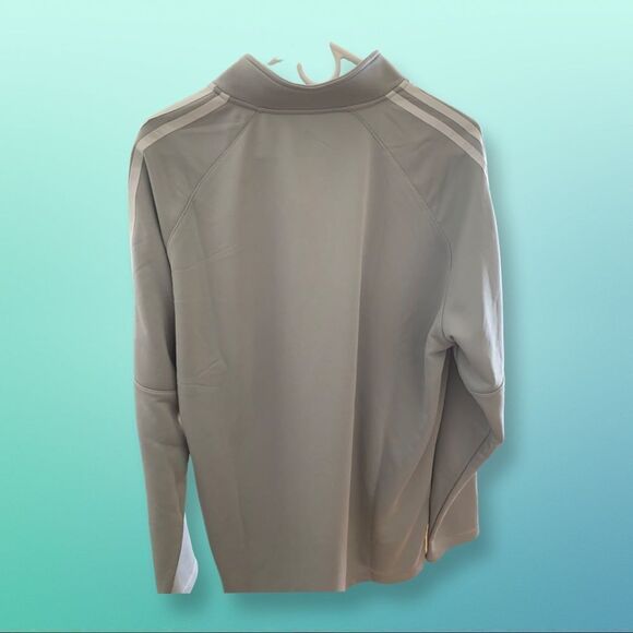 NWT Adidas Golf Men’s Grey 3 Stripe 1/4 zip Pullover - Picture 4 of 8